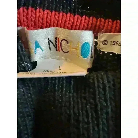 Vintage 1988 Lisa Nichols Sweater Size L Floral Button Back Chunky Knit Black - Picture 8 of 11